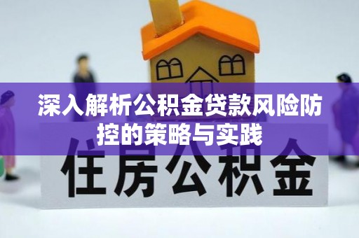 汝南深入解析公积金贷款风险防控的策略与实践