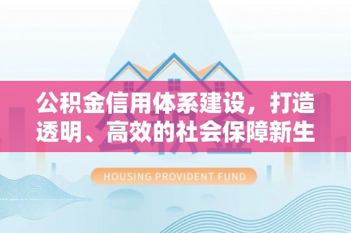汝南公积金信用体系建设，打造透明、高效的社会保障新生态