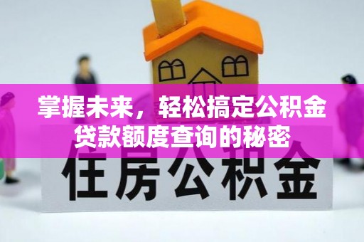 汝南掌握未来，轻松搞定公积金贷款额度查询的秘密