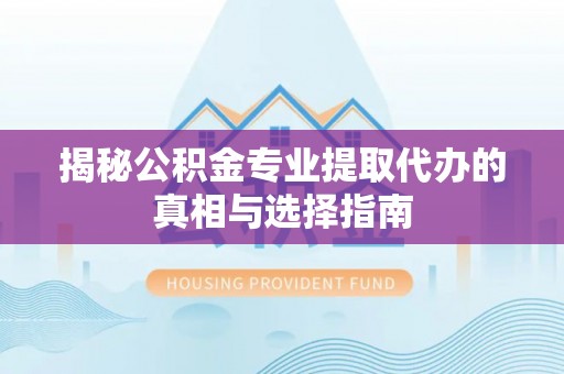 汝南揭秘公积金专业提取代办的真相与选择指南