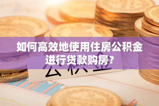 汝南如何高效地使用住房公积金进行贷款购房？
